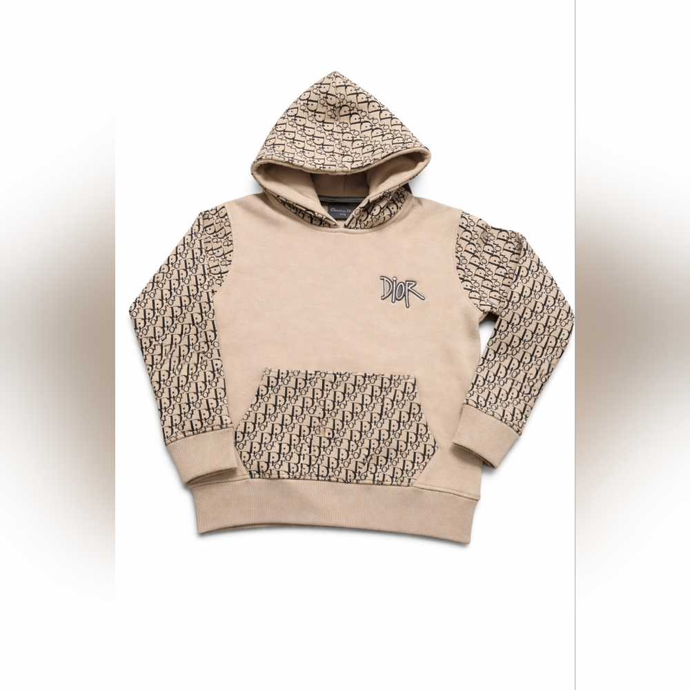 Dior Cream and Black Logo Hoodie